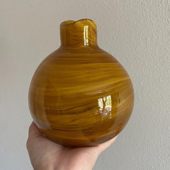 SOLD - Vintage Studio Hand Blown Glass Amber Vase